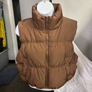 brown puffer jacket